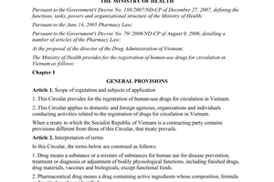 Circular No. 22/2009/TT-BYT on registration of drugs