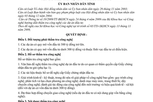 Quyết định 75/2009/QĐ-UBND thẩm tra công nghệ các dự án đầu tư trong giai đoạn xem xét cấp phép trên địa bàn tỉnh Bình Dương