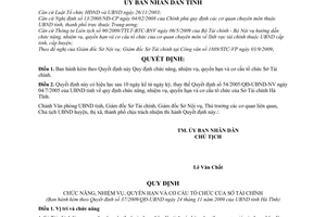 Quyết định 37/2009/QĐ-UBND chức năng, nhiệm vụ, quyền hạn cơ cấu tổ chức Sở Tài chính