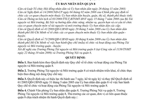Quyết định 08/2009/QĐ-UBND Quy chế tổ chức hoạt động Phòng Tài nguyên  Môi trường quận 8