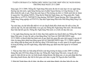 Thông báo 552/TB-NHNN ý kiến chỉ đạo Thống đốc Ngân hàng Nhà nước tại cuộc họp các Ngân hàng thương mại