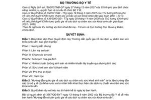 Quyết định 4620/QĐ-BYT Hướng dẫn quốc gia các dịch vụ chăm sóc sức khỏe sinh sản