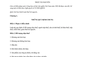 Luật thuế tài nguyên năm 2009