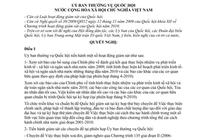 Nghị quyết 867/NQ-UBTVQH12 chương trình hoạt động giám sát Ủy ban thường vụ Quốc hội năm 2010