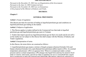 Decree No. 107/2009/ND-CP of November 26, 2009, on trading of liquefied petroleum gas