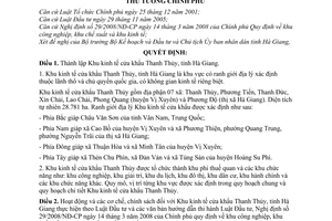 Quyết định 136/2009/QĐ-TTg thành lập Khu kinh tế cửa khẩu Thanh Thủy, tỉnh Hà Giang