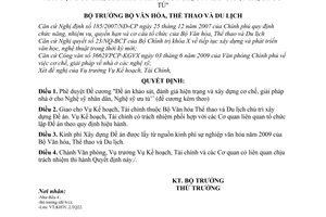 Quyết định 4359/QĐ-BVHTTDL phê duyệt Đề án khảo sát, đánh giá hiện trạng xây dựng cơ chế, giải pháp nhà ở cho Nghệ sỹ nhân dân, ưu tú