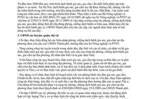 Chỉ thị 31/CT-UBND tiếp tục tăng cường công tác phòng, chống dịch bệnh gia súc, gia cầm trên địa bàn thành phố Hà Nội