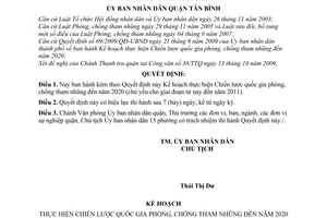 Quyết định 12/2009/QĐ-UBND Kế hoạch thực hiện Chiến lược quốc gia phòng, chống tham nhũng đến năm 2020