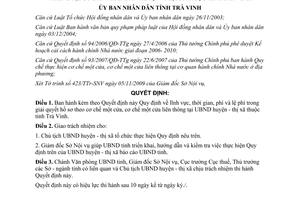 Quyết định 13/2009/QĐ-UBND thực hiện cơ chế một cửa một cửa liên thông huyện thị xã Trà Vinh