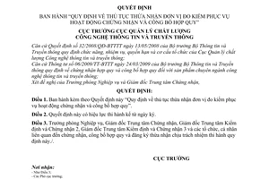 Quyết định 188/QĐ-QLCL thủ tục thừa nhận đơn vị đo kiểm