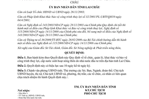 Quyết định 29/2009/QĐ-UBND bảo vệ công trình thuỷ lợi cấp nước sinh hoạt nông thôn Lai Châu