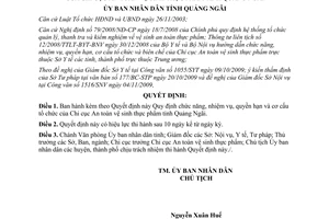 Quyết định 56/2009/QĐ-UBND chức năng nhiệm vụ Chi cục an toàn về sinh Quảng Ngãi
