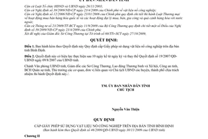 Quyết định 46/2009/QĐ-UBND cấp Giấy phép sử dụng vật liệu nổ công nghiệp trên địa bàn tỉnh Bình Định