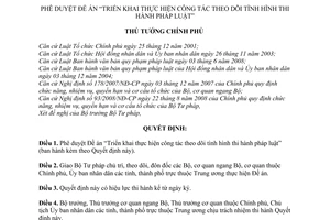 Quyết định 1987/QĐ-TTg phê duyệt Đề án Triển khai thực hiện công tác theo dõi tình hình thi hành pháp luật