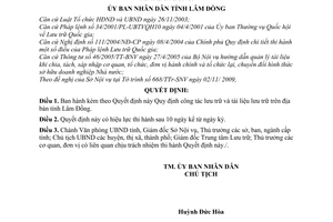 Quyết định 87/2009/QĐ-UBND công tác lưu trữ và tài liệu lưu trữ trên địa bàn tỉnh Lâm Đồng