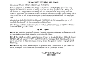 Quyết định 131/2009/QĐ-UBND chức năng nhiệm vụ cơ cấu Ban Quản lý KCN Bắc Giang