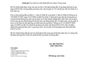 Công văn 15448/BTC-TCT thuế giá trị gia tăng hoạt động mua bán cước vận tải quốc tế