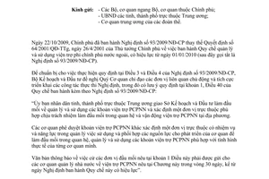 Công văn 8462/BKH-KTĐN đơn vị đầu mối quản lý  sử dụng viện trợ phi chính phủ nước ngoài Nghị định số 93/2009/NĐ-CP