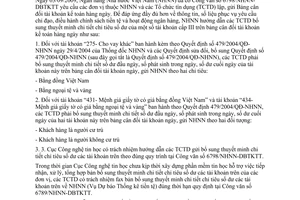 Công văn 8900/NHNN-TCKT bổ sung chỉ tiêu báo cáo kèm theo Bảng Cân đối tài khoản