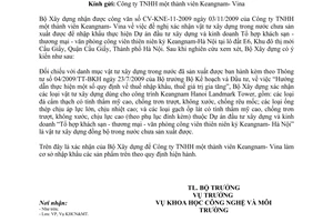 Công văn 486/BXD-KHCN xác nhận vật tư xây dựng trong nước chưa sản xuất được