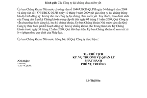 Công văn 2555/UBCK-QLPH đăng ký, lưu ký  công ty đại chúng