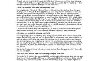 Công văn 4363/LĐTBXH-HTQT báo cáo công tác đối ngoại 2009 kế hoạch 2010