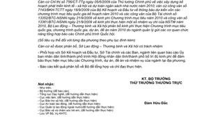 Công văn 4407/LĐTBXH-KHTC phân bổ kinh phí Chương trình mục tiêu quốc gia nhiệm vụ chi ngân sách trung ương năm 2010