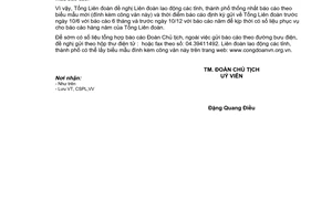 Công văn 1948/TLĐ báo cáo công tác cho vay vốn từ Quỹ Quốc gia giải quyết việc làm