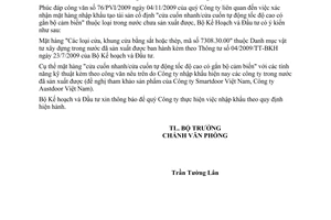 Công văn 8964/BKH-KTCN ý kiến mặt hàng trong nước sản xuất được