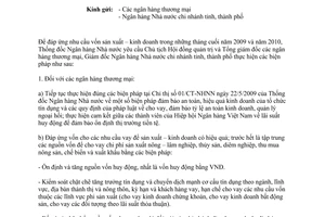 Công văn 9104/NHNN-CSTT cho vay vốn phục vụ sản xuất