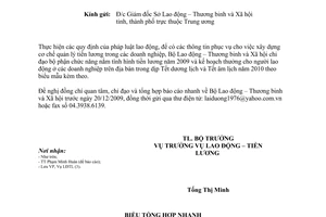Công văn 4448/LĐTBXH-LĐTL báo cáo nhanh tình hình tiền lương năm 2009  kế hoạch thưởng Tết năm 2010