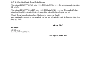 Công văn 6644/SYT-TCKT phổ biến Công văn 1416/SNV-QLVTLT Công văn 1424/SNV