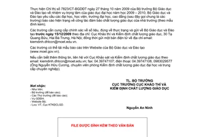 Công văn 10216/BGDĐT-KTKĐCLGD báo cáo hiện trạng công tác đảm bảo chất lượng năm 2009