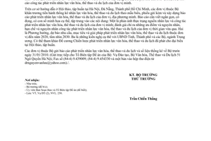 Công văn 4094/BVHTTDL-ĐT báo cáo công tác phát triển nguồn nhân lực văn hóa, thể thao và du lịch do Bộ Văn hóa, Thể thao và Du lịch ban hành