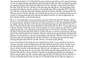 Công văn 4093/BVHTTDL-ĐT xây dựng Chương trình phát triển nguồn nhân lực văn hóa, thể thao du lịch đến năm 2020, tầm nhìn 2030