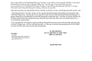 Công văn 4102/BVHTTDL-TV tuyên truyền Kỷ niệm 1000 năm Thăng Long - Hà Nội Chiến dịch truyền thông bình đẳng giới phòng, chống bạo lực gia đình