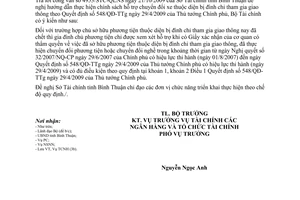 Công văn 16732/BTC-TCNH hướng dẫn thực hiện Quyết định 548/QĐ-TTg