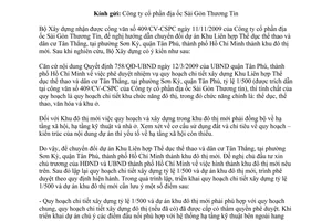 Công văn 11/BXD-PTĐT  hướng dẫn chuyển đổi dự án Khu Liên hợp thể dục thể thao dân cư Tân Thắng ,phường Sơn Kỳ, quận Tân Phú, TP Hồ Chí Minh