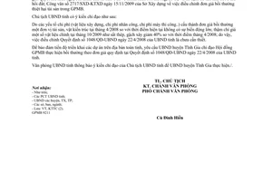 Công văn 6223/UBND-KTTC đơn giá bồi thường thiệt hại tài sản trong giải phóng