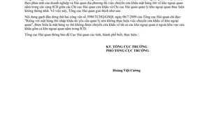 Công văn 7241/TCHQ-GSQL hàng chuyển cửa khẩu kho ngoại quan tại ICD