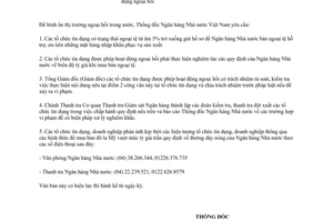 Công văn 9430/NHNN-QLNH  ổn định thị trường ngoại hối