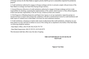 Official Dispatch No. 9430/NHNN-QLNH of November 30, 2009 re stabilization of foreign exchange market
