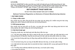 Quy chuẩn kỹ thuật Quốc gia QCVN 23:2009/BTNMT về khí thải công nghiệp sản xuất xi măng do Bộ Tài nguyên và Môi trường ban hành
