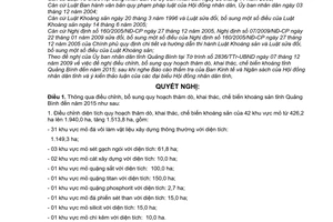 Nghị quyết 127/2009/NQ-HĐND điều chỉnh quy hoạch thăm dò, khai thác, chế biến khoáng sản tỉnh Quảng Bình đến năm 2015