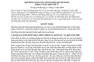 Nghị quyết 28/2009/NQ-HĐND nhiệm vụ kinh tế - xã hội năm 2010