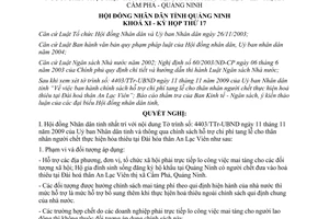 Nghị quyết 11/2009/NQ-HĐND hỗ trợ chi phí tang lễ thân nhân người chết Quảng Ninh