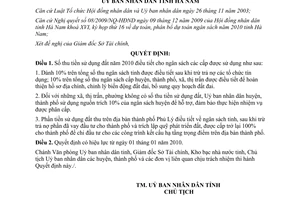 Quyết định 34/2009/QĐ-UBND giải pháp điều hành ngân sách Hà Nam 2010