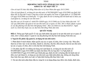 Nghị quyết 16/2009/NQ-HĐND phân cấp quản lý tài sản nhà nước Quảng Ninh