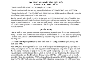 Nghị quyết 171/2009/NQ-HĐND nhiệm vụ trọng tâm phát triển kinh tế xã hội an ninh quốc phòng Điện Biên
